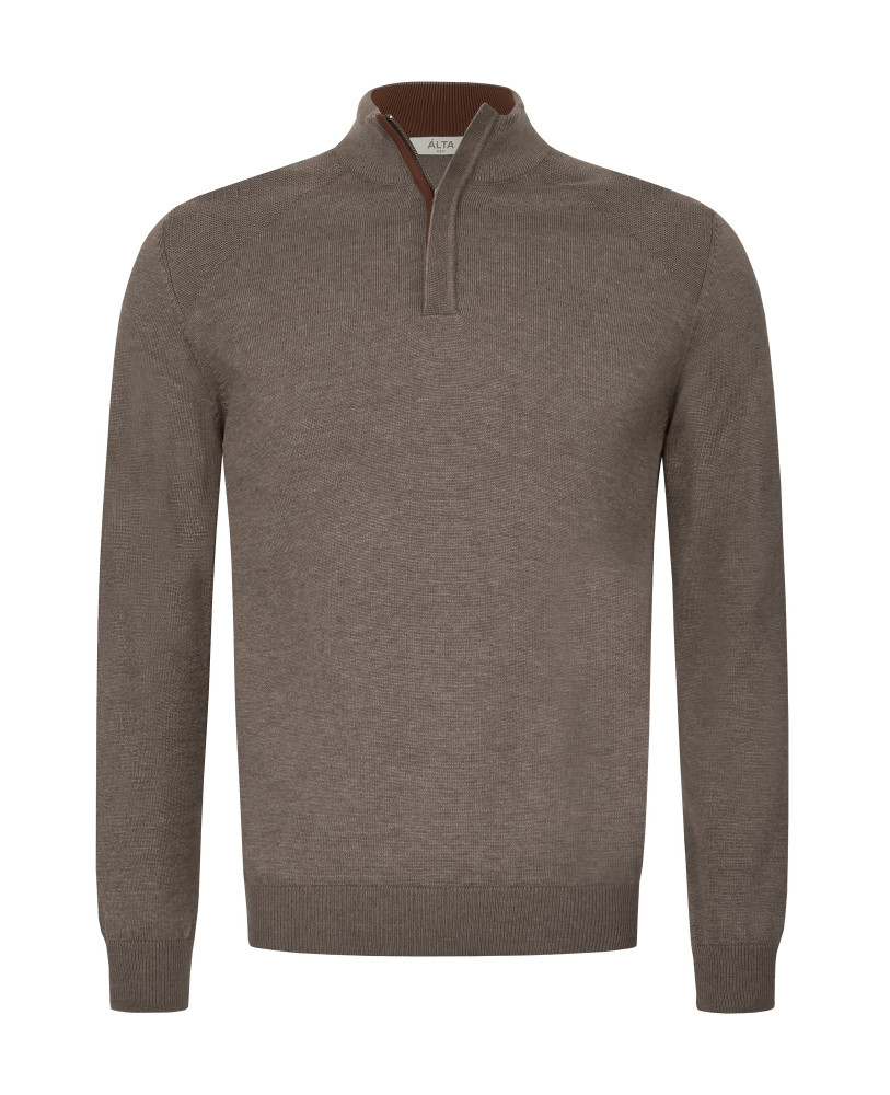 HALF ZIP SWEATER MOCCO