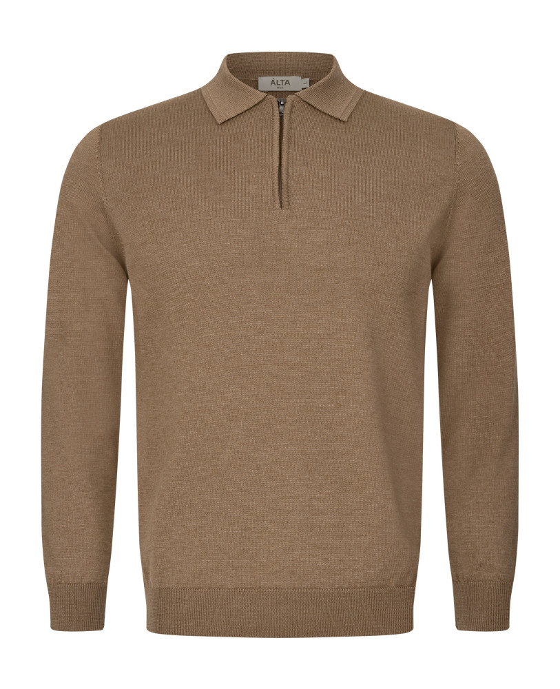 KNITTED HALF-ZIP POLO MUSTARD