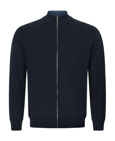 NAVY BLUE CROPPED KNIT CARDIGAN