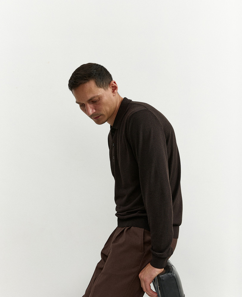 BROWN SILK POLO