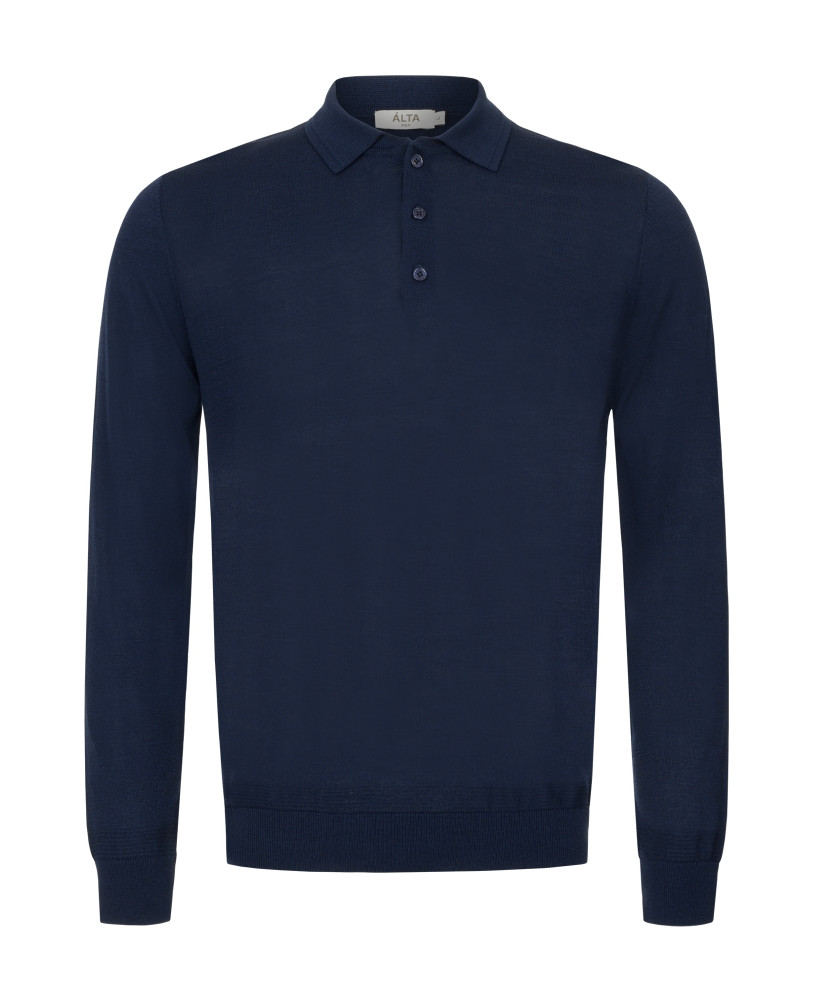 NAVY BLUE SILK POLO