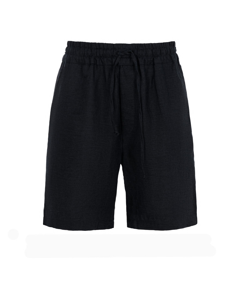 BLACK LINEN SHORTS