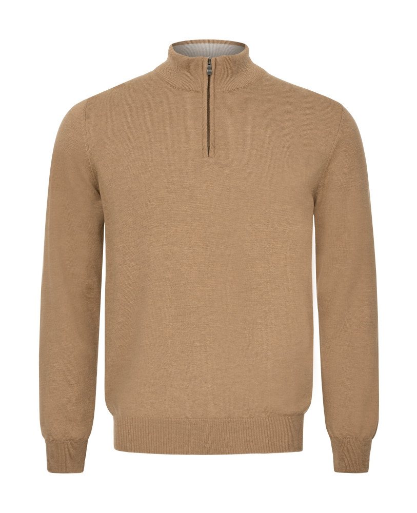 MUSTARD NECK ZIP-UP JUMPER