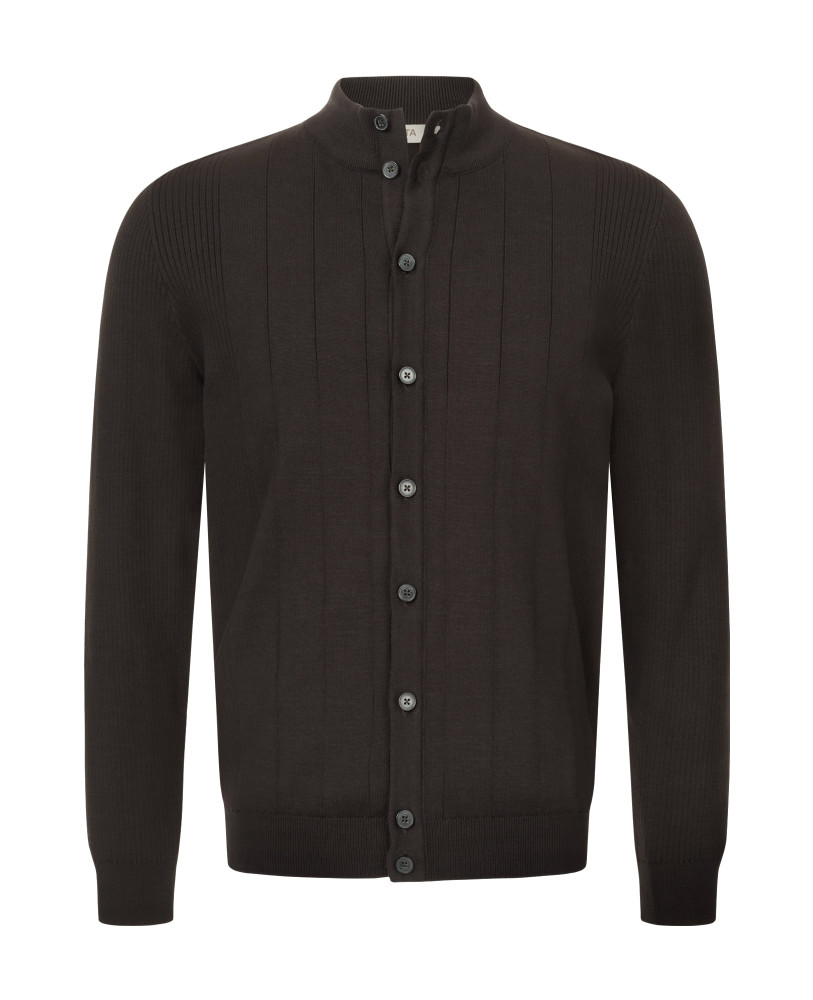 SMOKE BROWN BUTTONED CARDIGAN