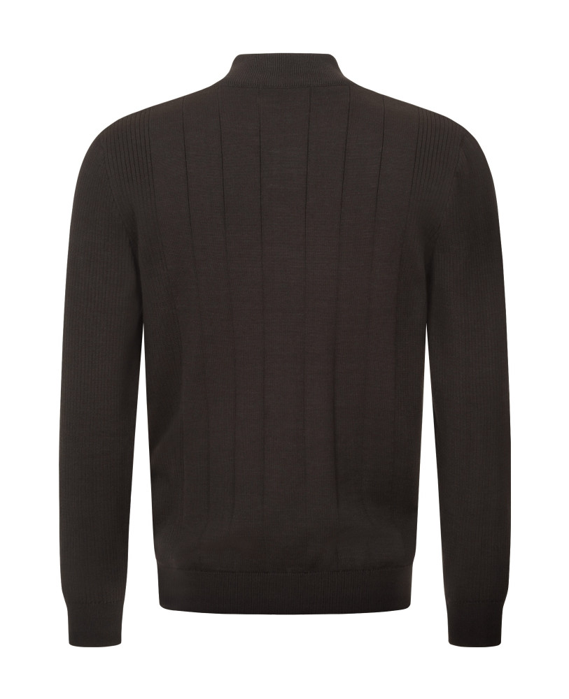 SMOKE BROWN BUTTONED CARDIGAN