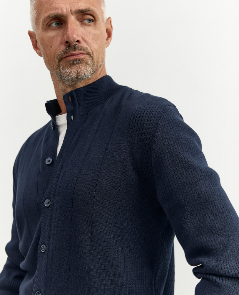 NAVY BLUE BUTTONED CARDIGAN