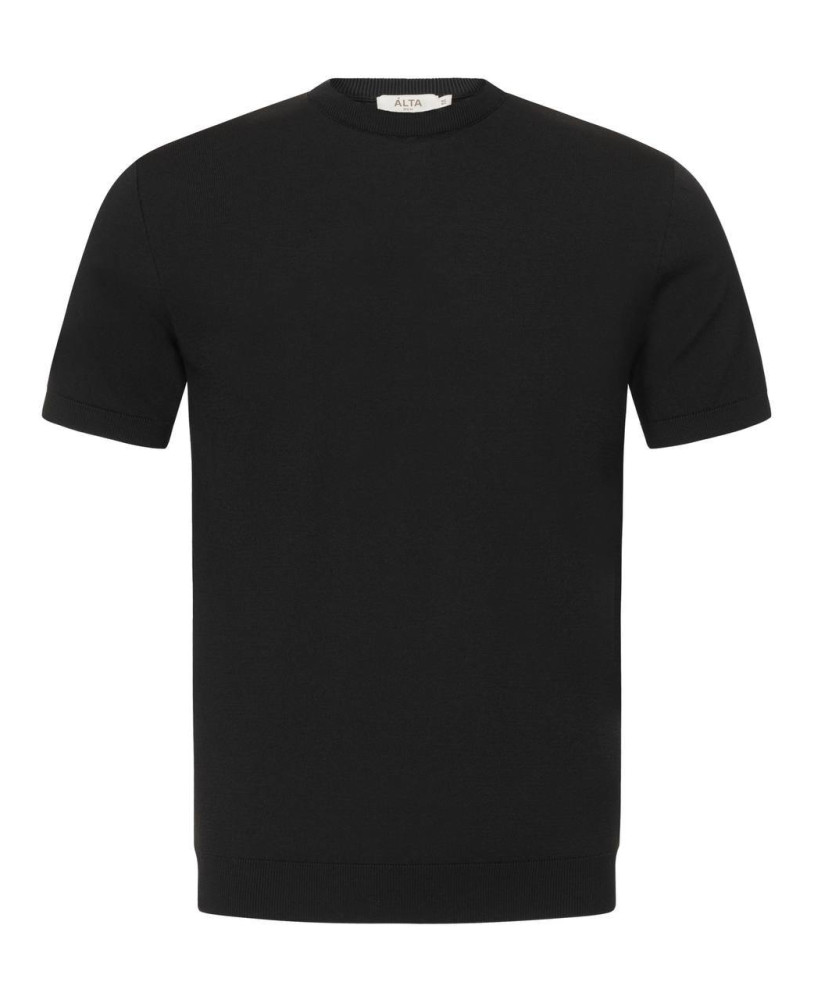 BLACK SILK KNITTED T-SHIRT