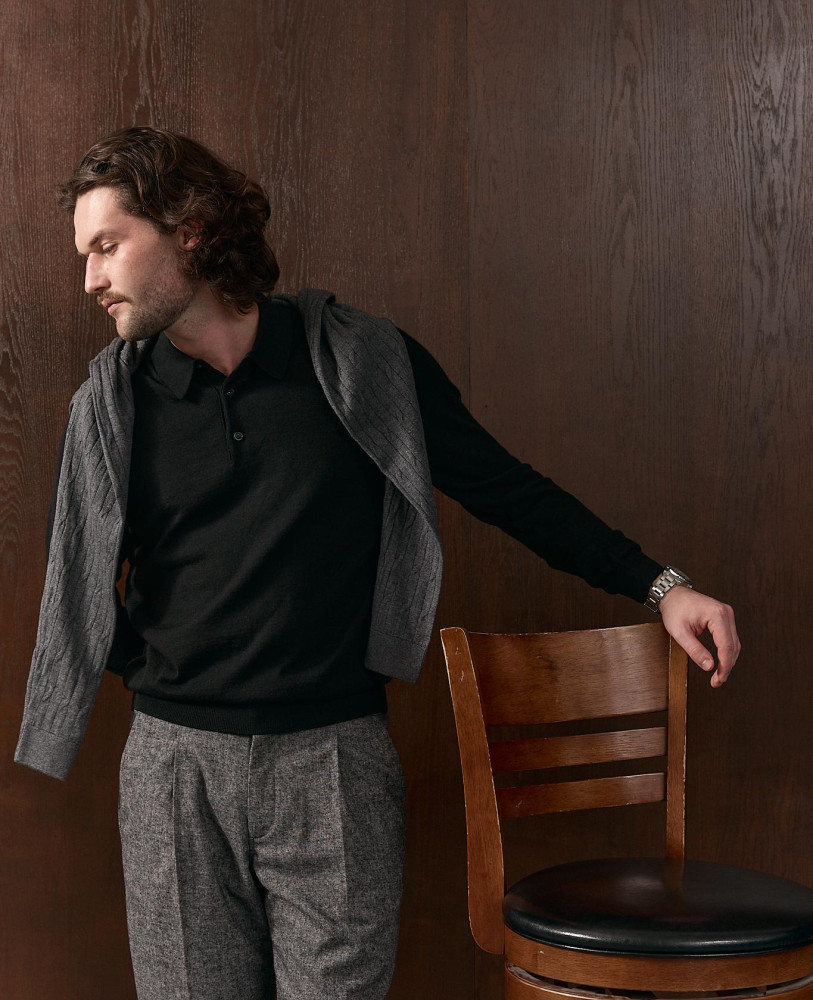 POLO MERINO WOOL BLACK