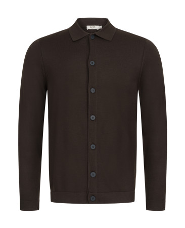 KNITTED CARDIGAN MADE OF BROWN MERINO WOOL