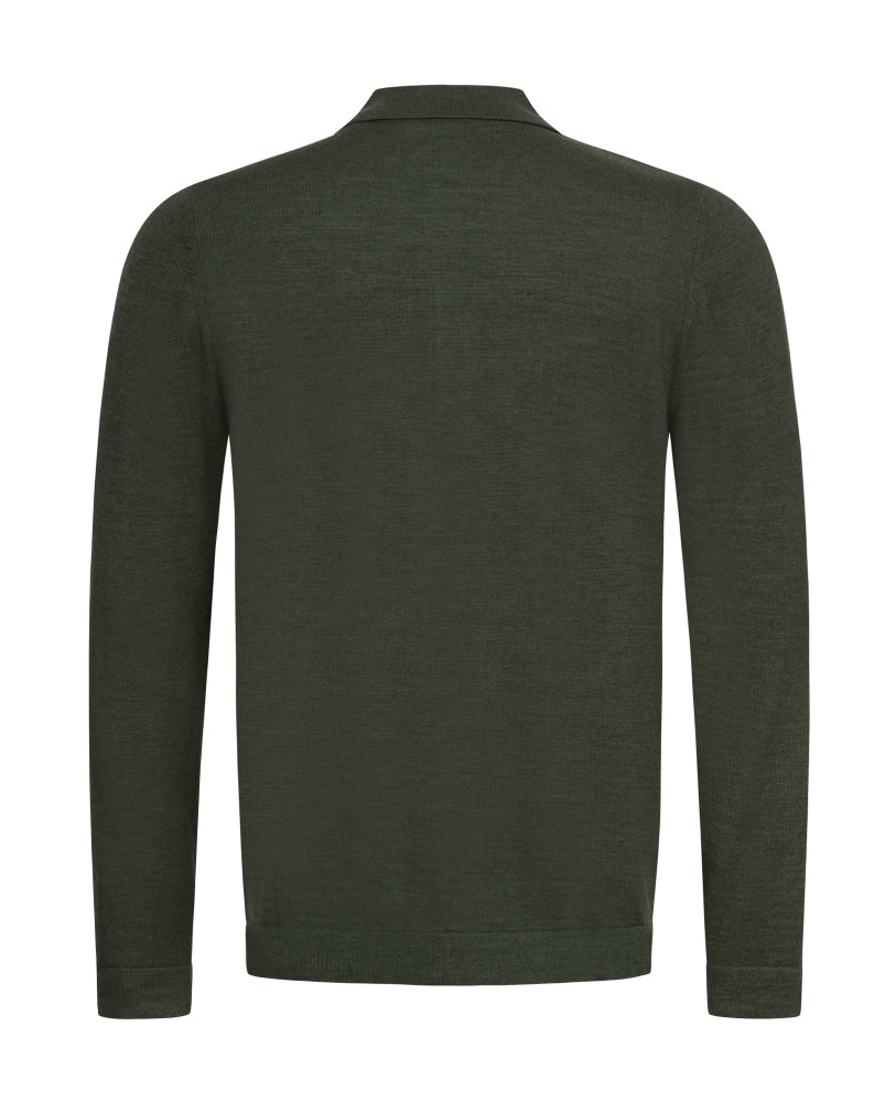 KNITTED KHAKI MERINO WOOLLEN CARDIGAN