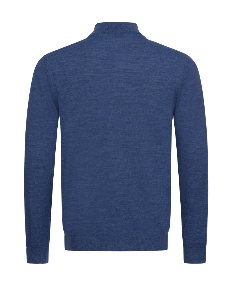 ZIPPERED CARDIGAN MADE OF MERINO WOOL BLUE MELANGE