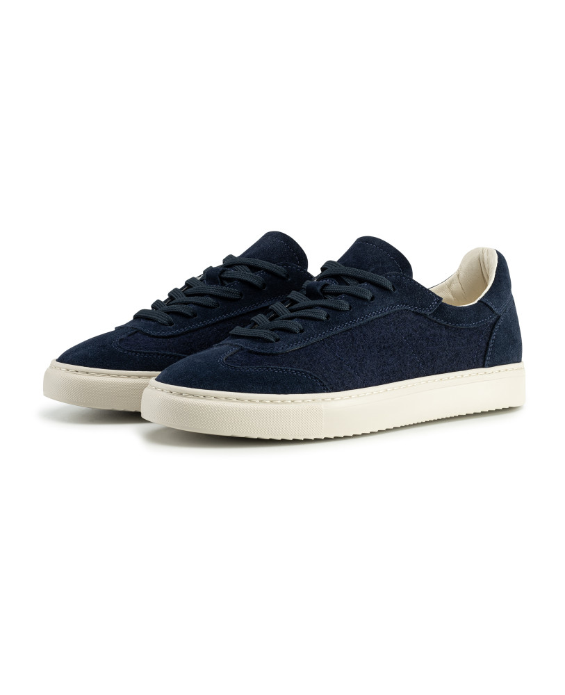 DARK BLUE SUEDE-WOOL SNEAKERS