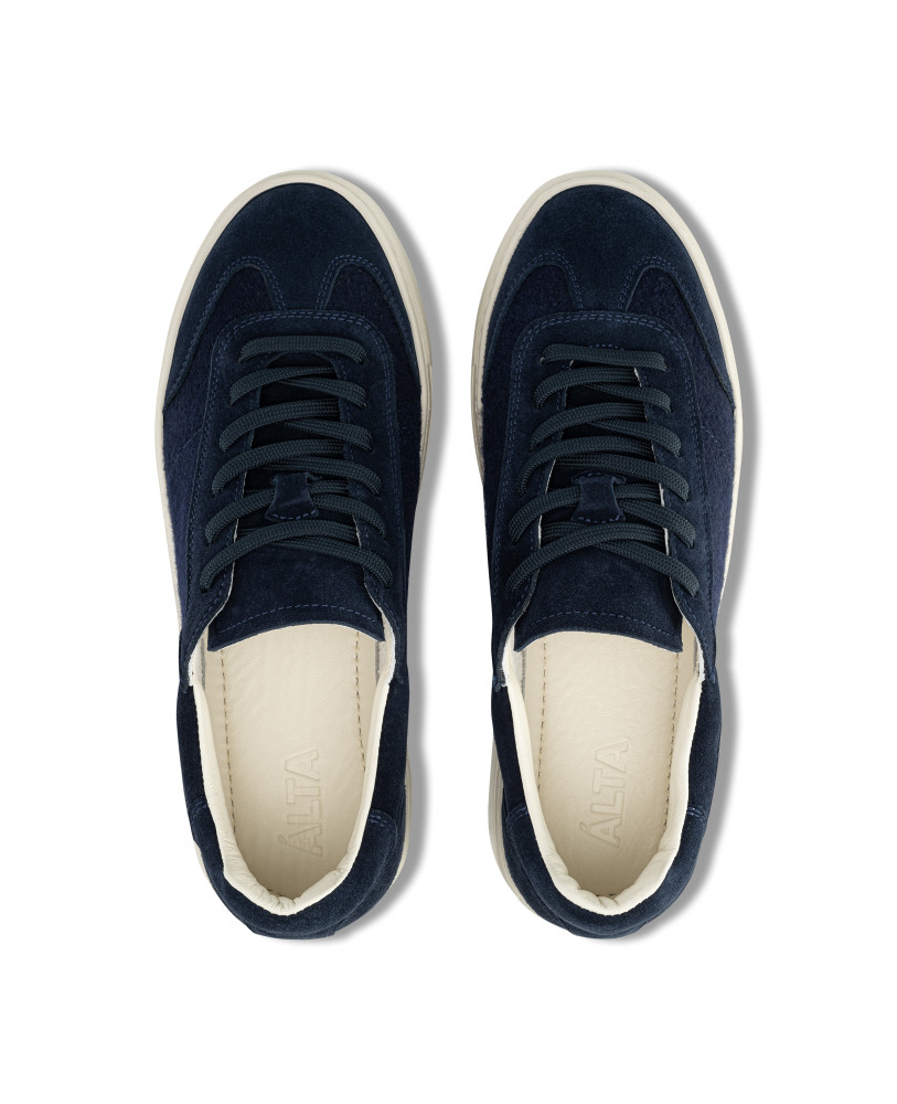 DARK BLUE SUEDE-WOOL SNEAKERS