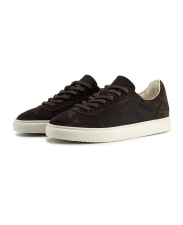 BROWN SUEDE-WOOL SNEAKERS