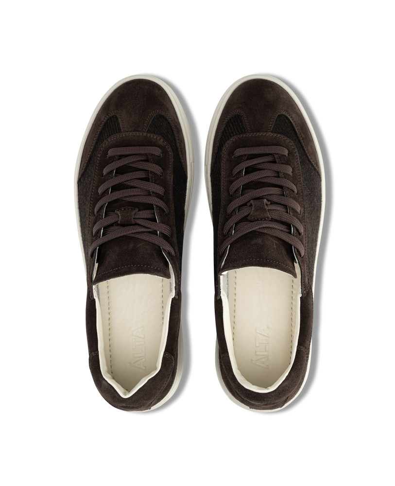 BROWN SUEDE-WOOL SNEAKERS