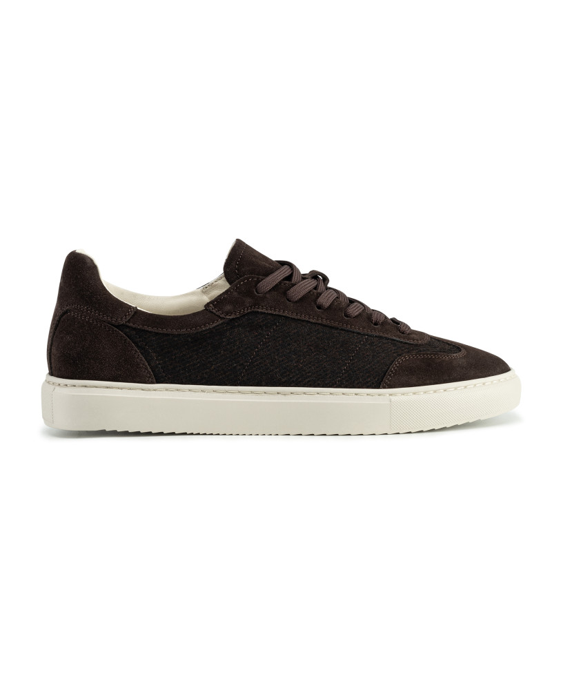 BROWN SUEDE-WOOL SNEAKERS