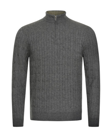 KNITTED GREY MERINO WOOL SWEATER