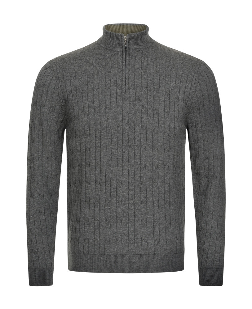 KNITTED GREY MERINO WOOL SWEATER