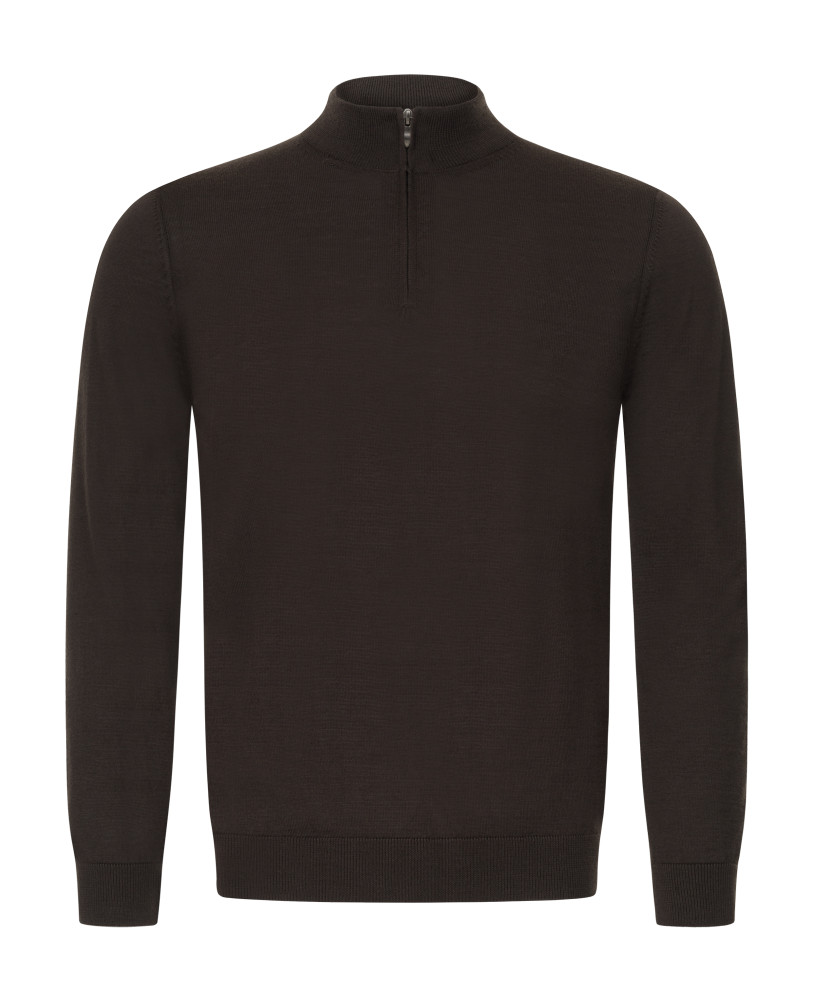 BROWN ZIP-UP SWEATER