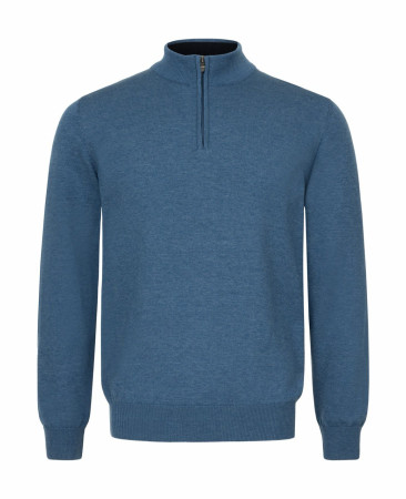 ZIP-UP SWEATER WITH COLLAR SEA WAVE