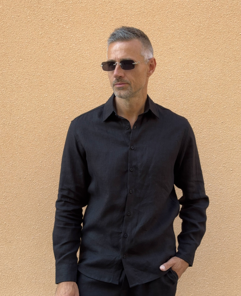 Black linen shirt
