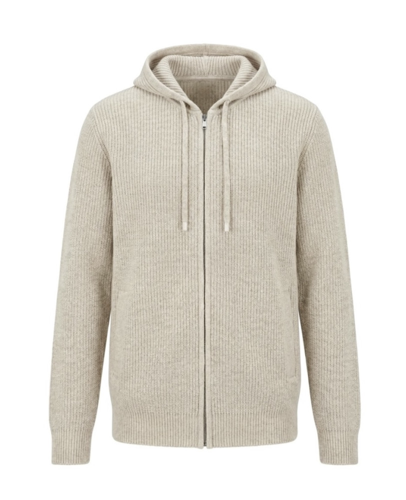 BEIGE WOOL CARDIGAN JACKET 