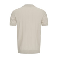 BEIGE KNITTED BUTTON-THROUGH POLO SHIRT