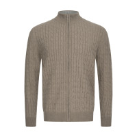 MOCHA CABLE-KNIT FULL-ZIP CARDIGAN