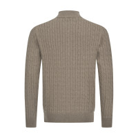 MOCHA CABLE-KNIT FULL-ZIP CARDIGAN