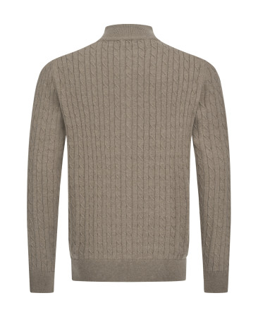 MOCHA CABLE-KNIT FULL-ZIP CARDIGAN