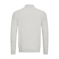 LIGHT GREY CABLE-KNIT FULL-ZIP CARDIGAN