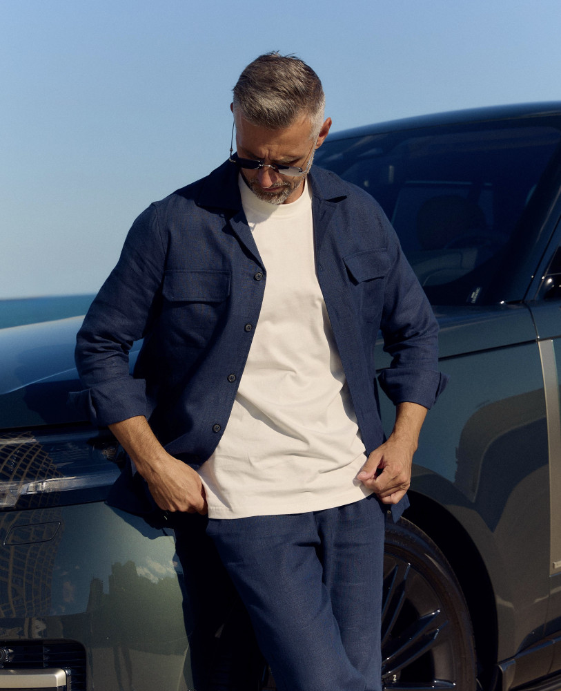 DARK BLUE LINEN SUIT