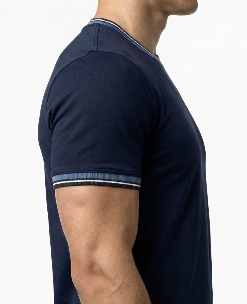 DARK BLUE T-SHIRT WITH CUFFS