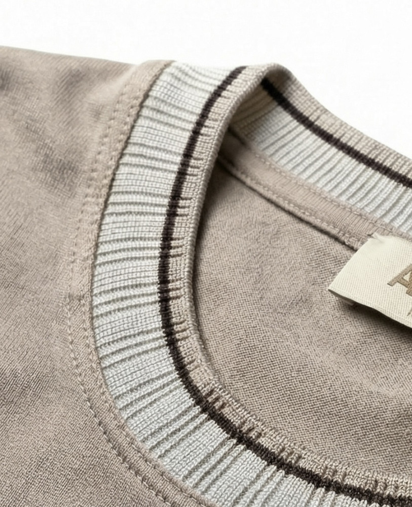 BEIGE T-SHIRT WITH CUFFS