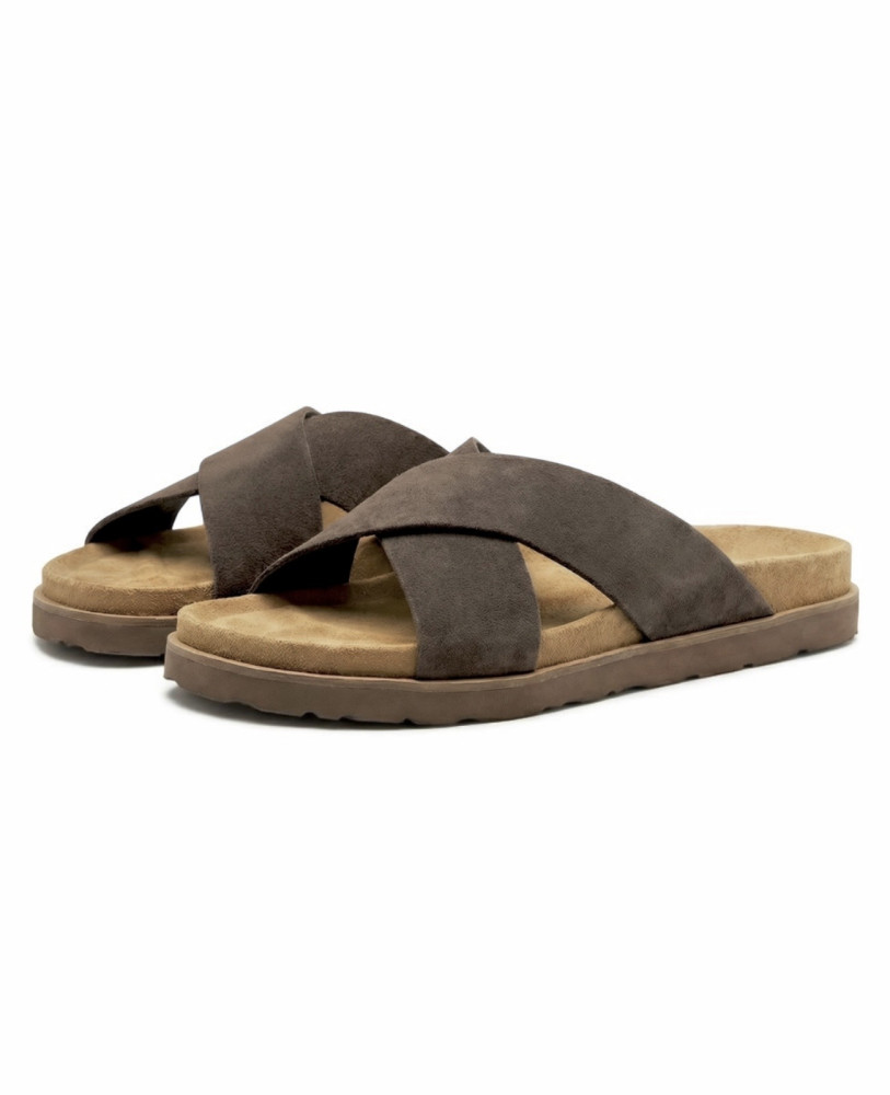 MOCHA SUEDE SLIDES