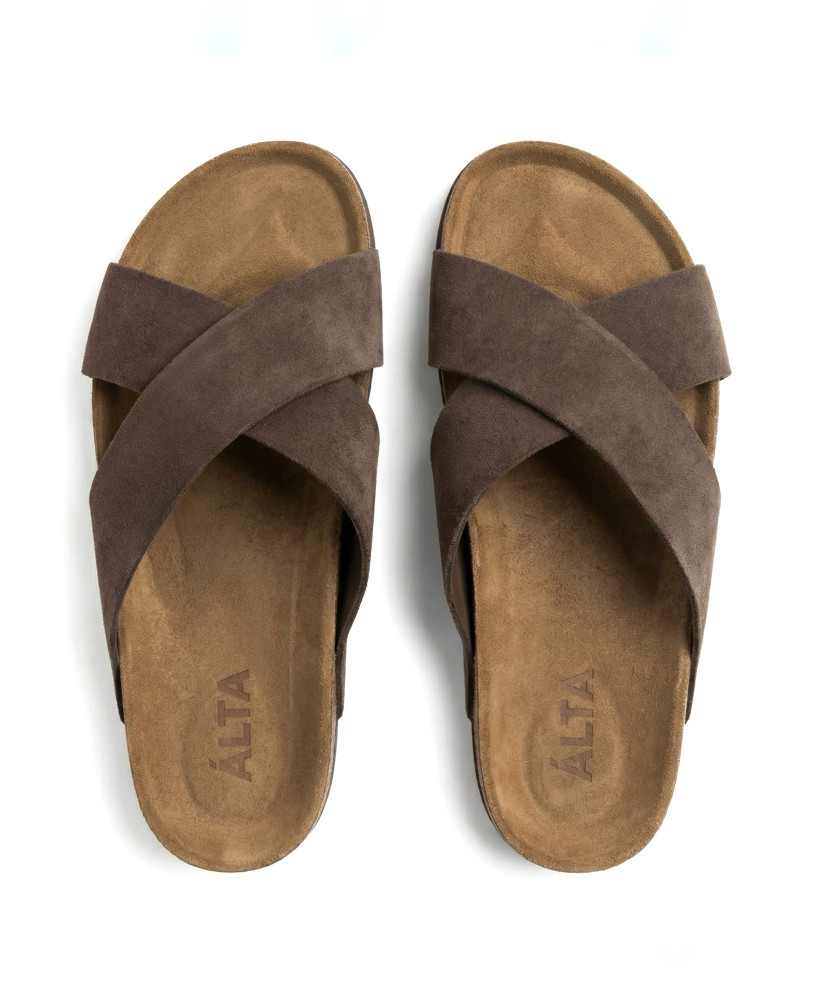 MOCHA SUEDE SLIDES