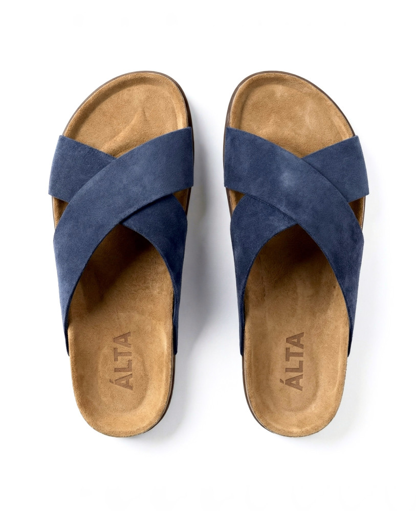 BLUE SUEDE SLIDES