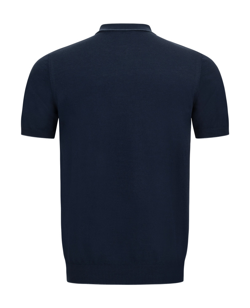 KNITTED ZIP POLO DARK BLUE
