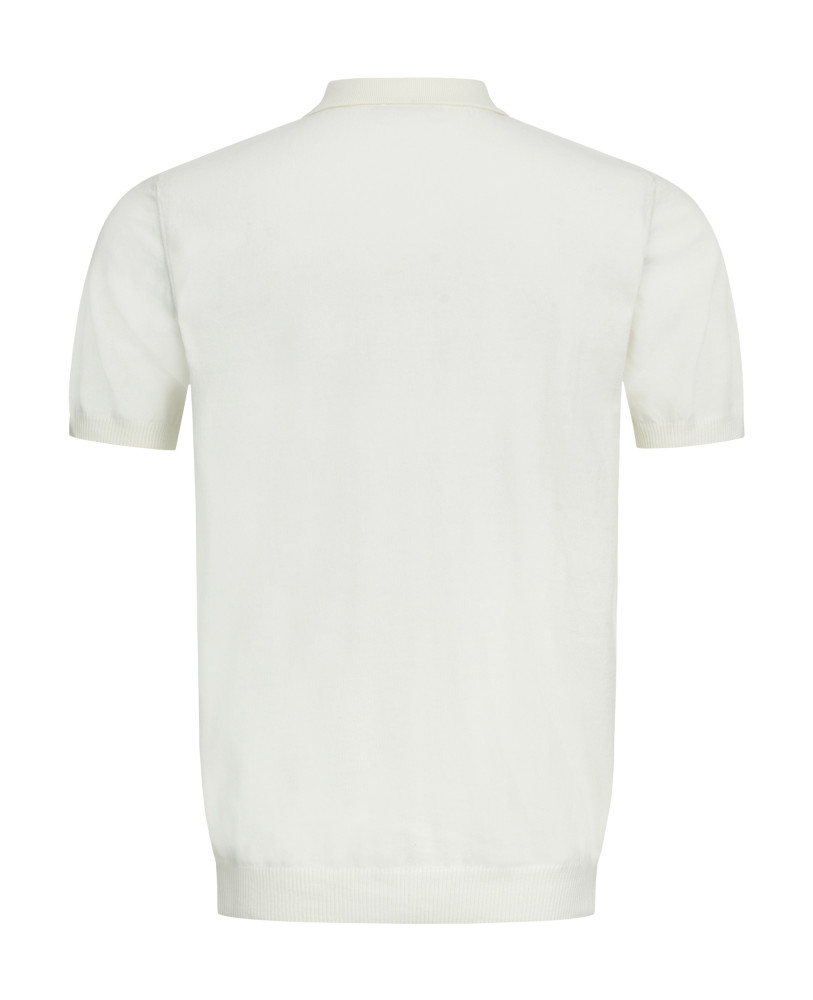 KNITTED BUTTON-UP POLO WHITE