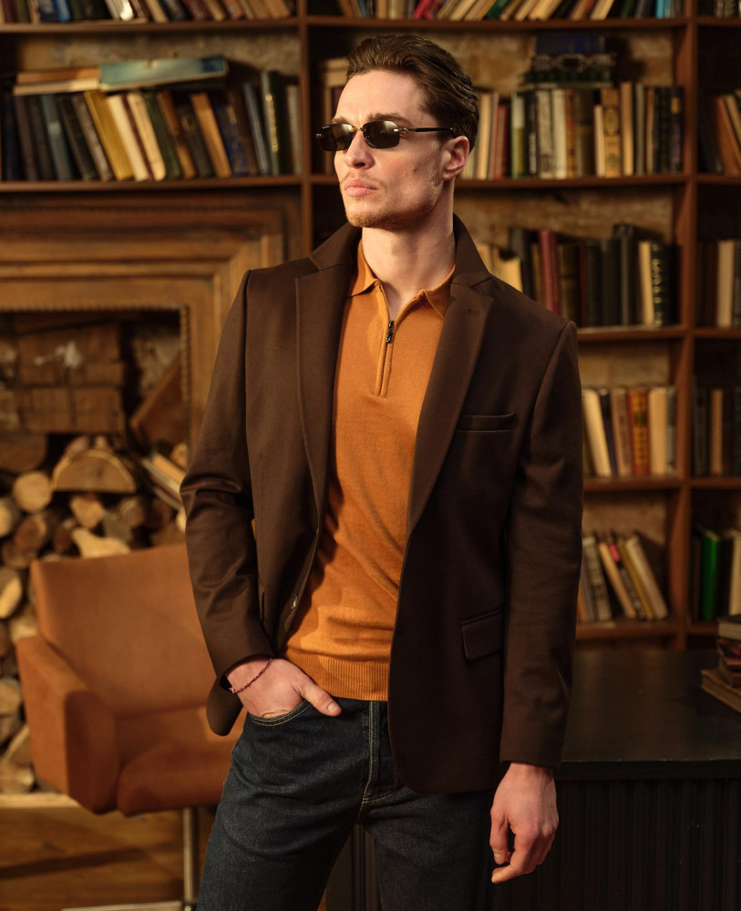 KNIT BLAZER BROWN