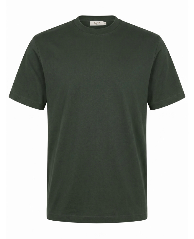 KHAKI POLISHED COTTON T-SHIRT