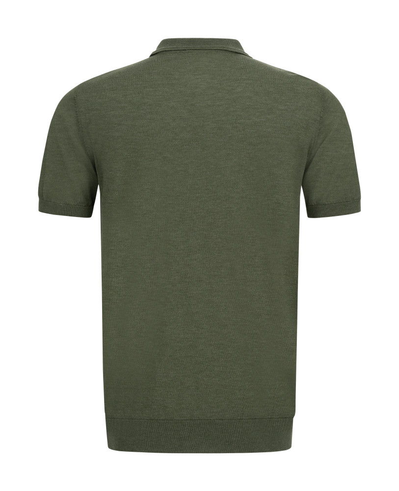 KHAKI KNITTED ZIP POLO