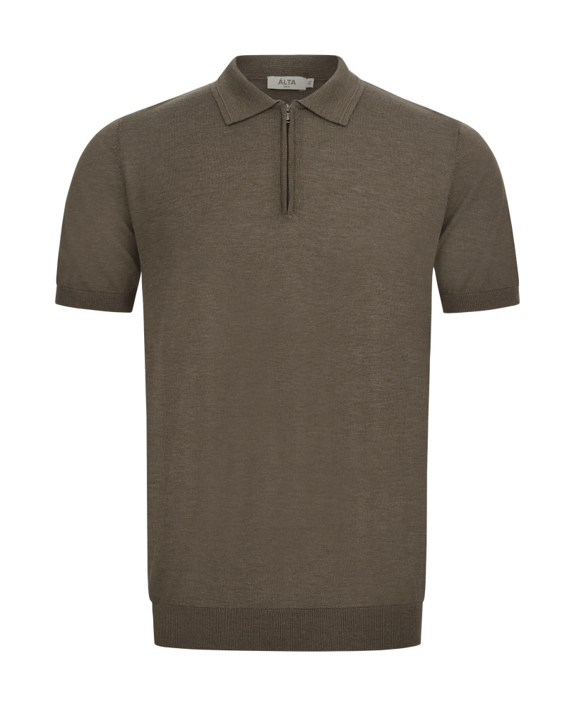 MOCHA KNITTED ZIP POLO