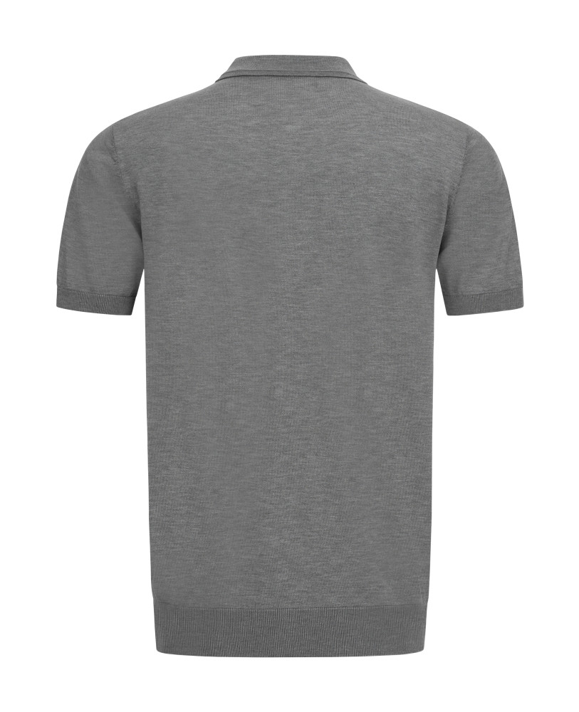 GREY KNITTED ZIP POLO