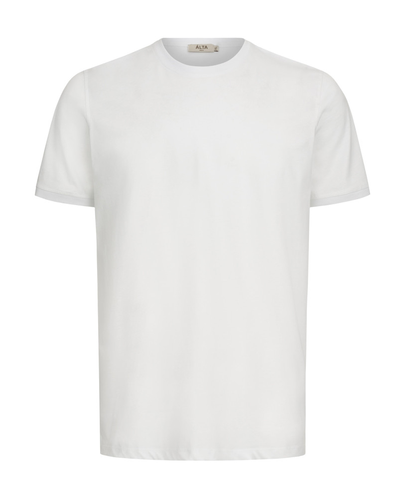 WHITE SMOOTH MERCERIZED COTTON T-SHIRT