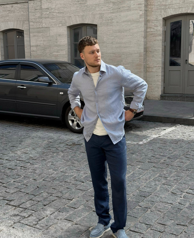 PRIVE LINEN SHIRT GREY-BLUE
