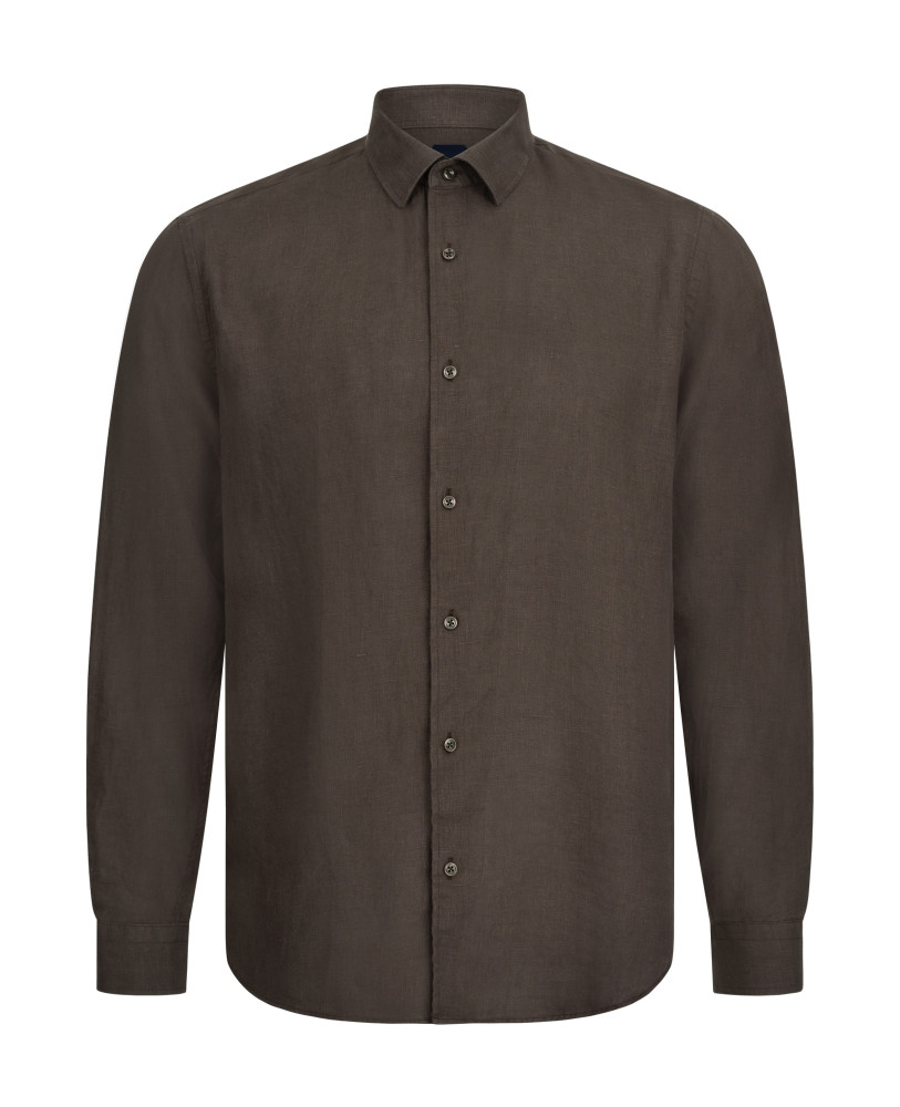 PRIVE LINEN SHIRT BROWN