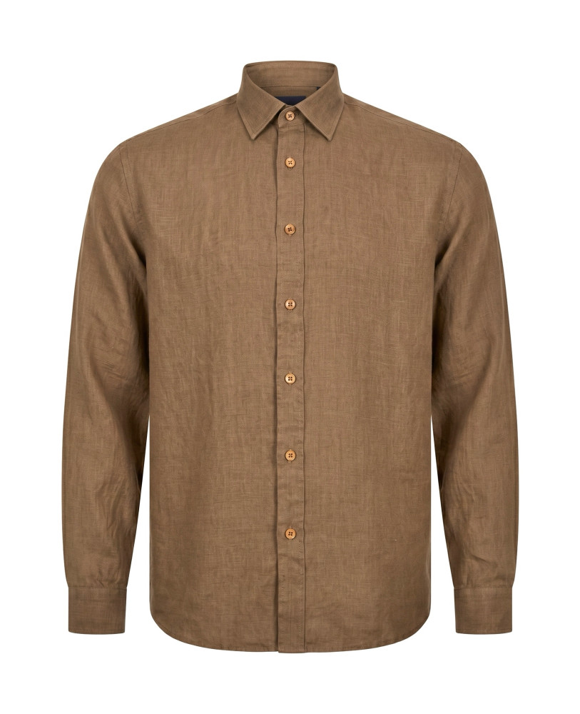 PRIVE LINEN SHIRT CARAMEL