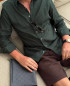 SHIRT IN POLISHED LINEN DARK GREEN