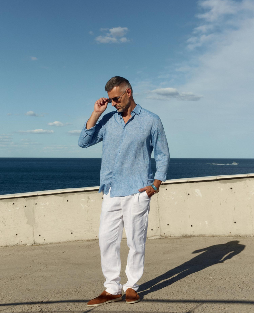 White linen pants